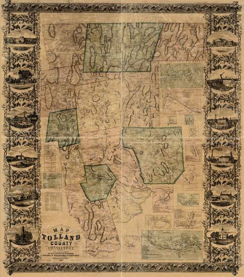 Antique map of Tolland County, Connecticut